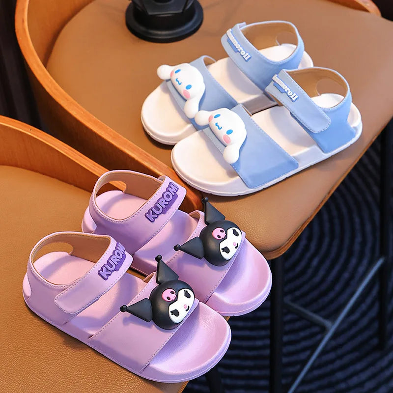Hellokitty Kids Sandals Cinnamoroll My Melody Kuromi Cartoon Summer Home Shoes Cute Non-Slip Beach Shoes Cute Girl Gift