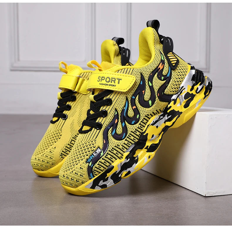 Kids Running Sneakers – Breathable Mesh Casual Shoes for Boys (Ages 7–12)