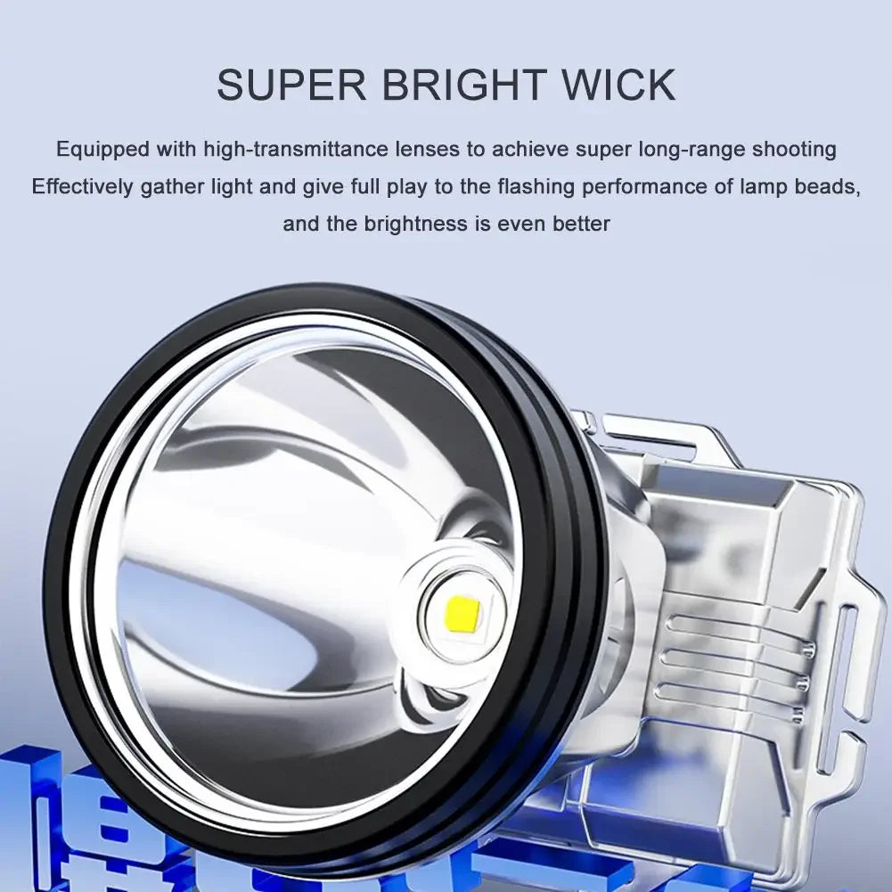 Super Bright LED Rechargeable Headlamp – High-Power Outdoor Flashlight
Perfect for Camping, Fishing, Hiking, and Emergency Use