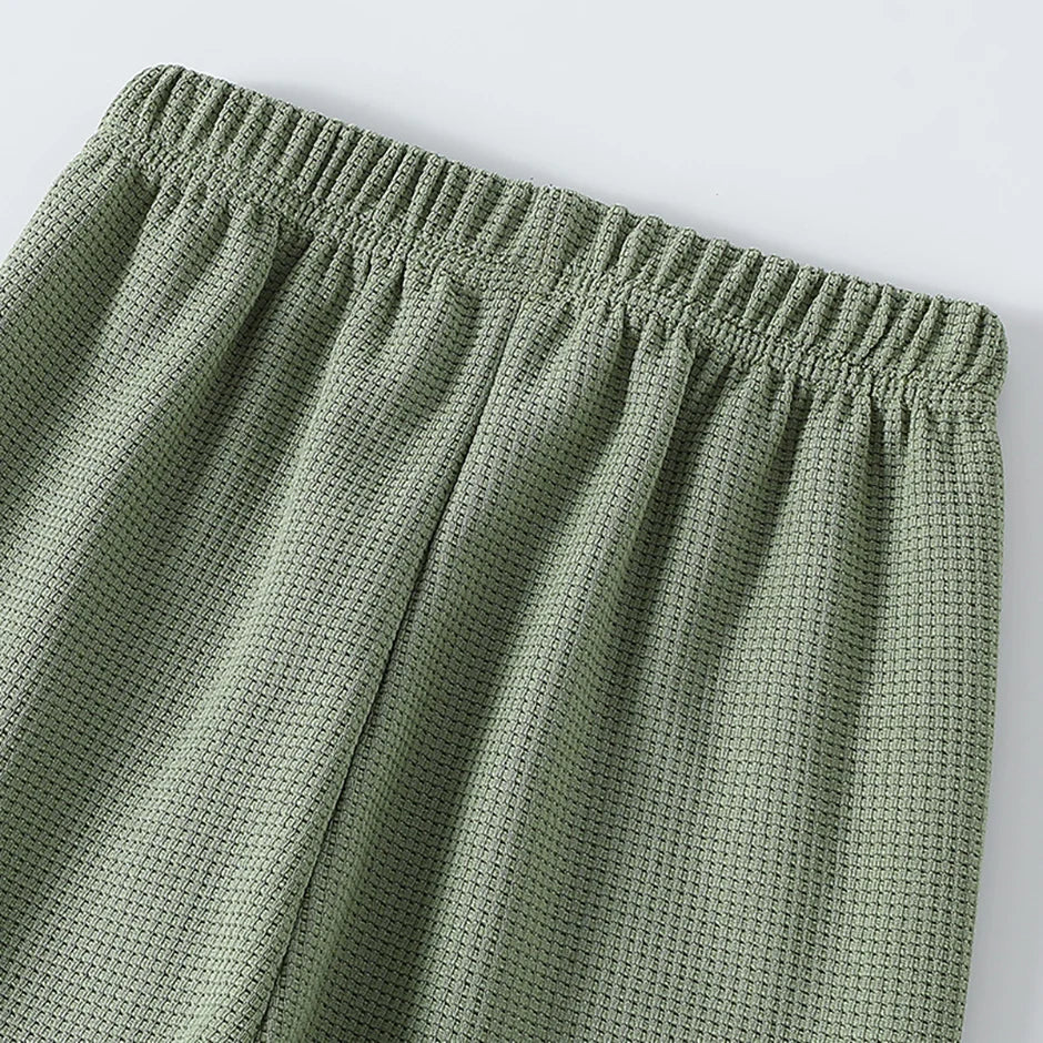 1/3-Piece Autumn & Winter Waffle Knit Sweatpants for Boys & Girls – Solid Color, Casual & Sporty