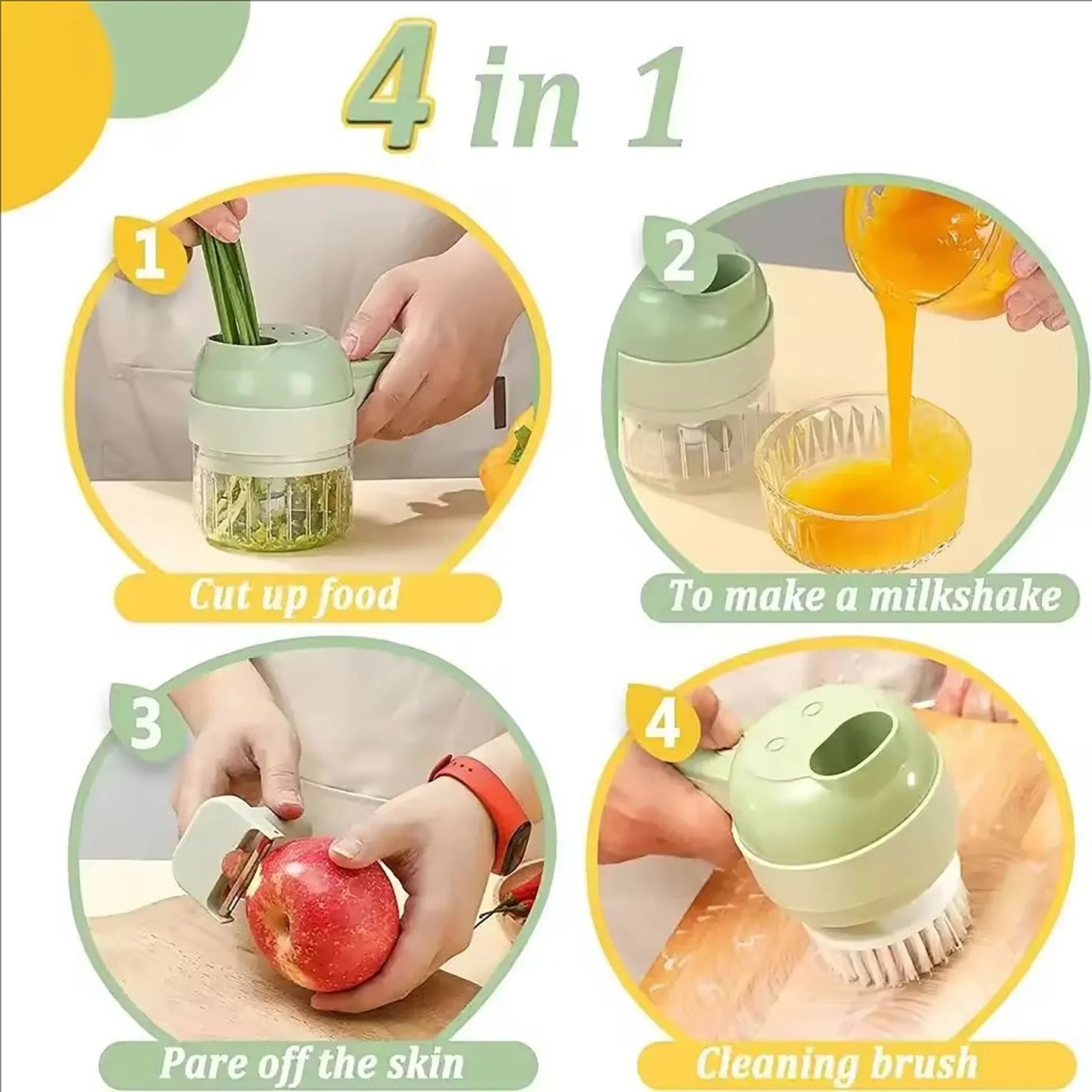 Mini Wireless Food Chopper – Cordless Electric Garlic & Veggie Masher with Multi-Blade Design
