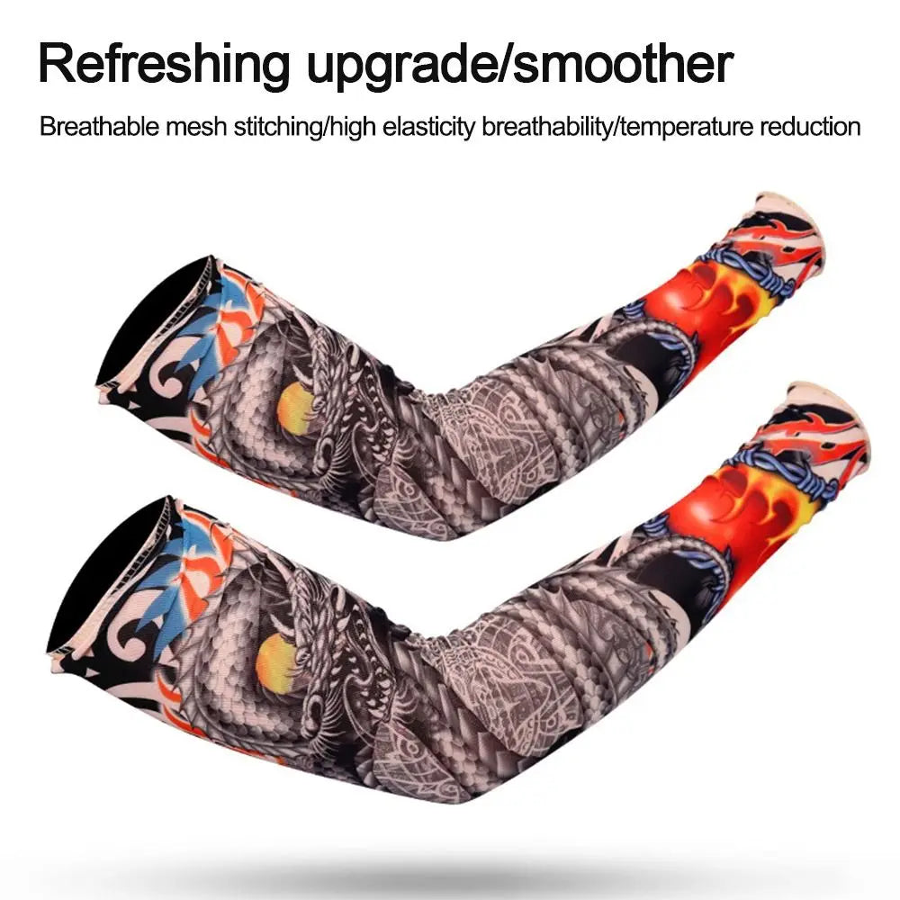 New Flower Tattoo Arm Sleeves – Seamless UV Protection Arm Warmers for Men & Women, Outdoor Riding Sunscreen