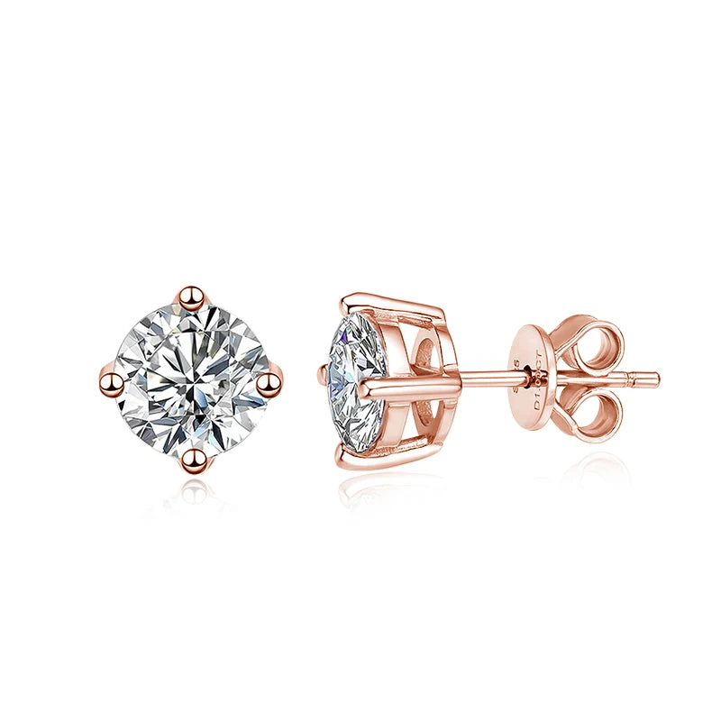 Moissanite Stud Earrings – S925 Sterling Silver Platinum-Plated Unisex Earrings