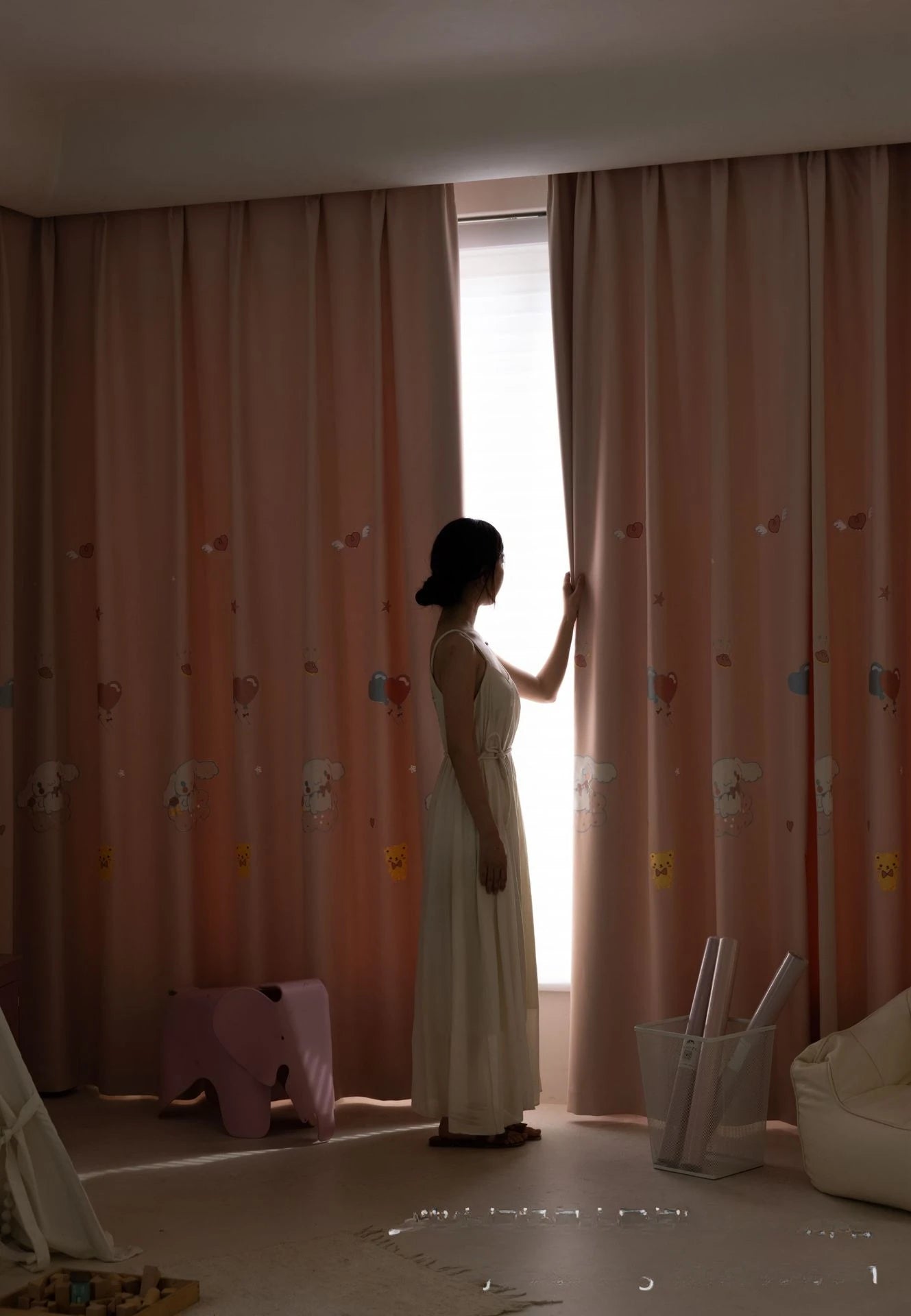 Modern Simple Playful Cartoon Printed Curtains Cute Little Dog Embroidery Blackout for Girls' Rooms Children's Rooms Curtains