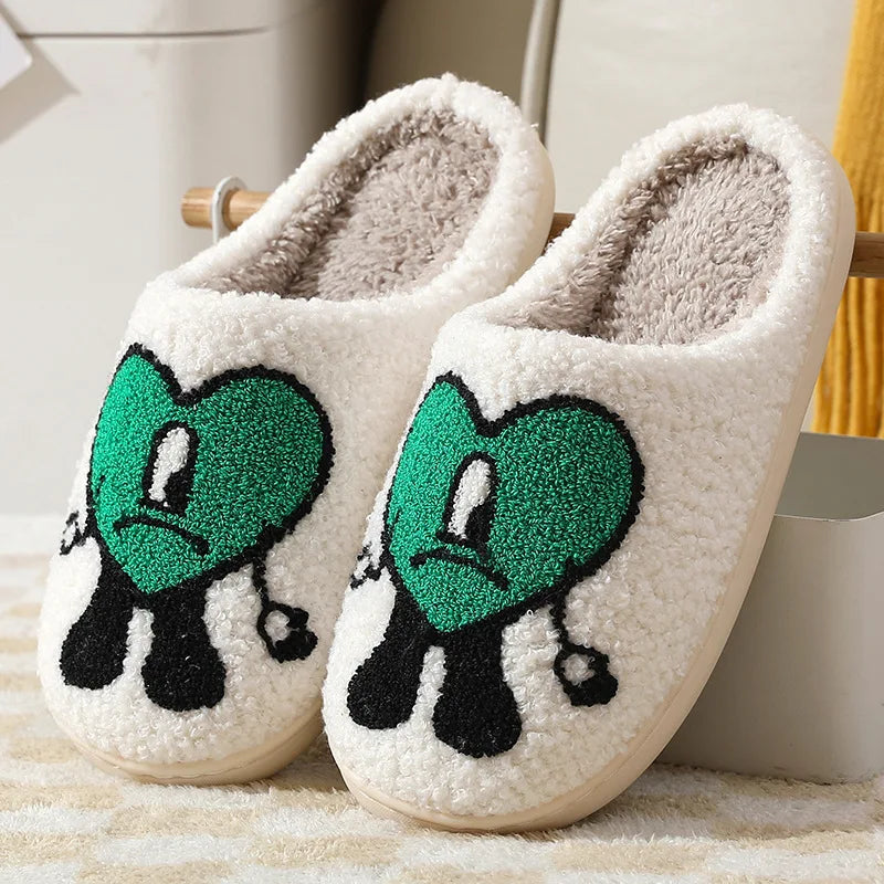 Women’s Winter Fluffy Slippers – Plush Fleece Indoor Home Slides with Heart Design
