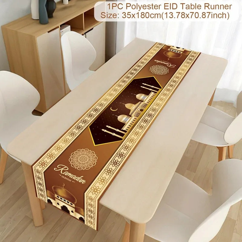 Ramadan Decoration Table Runner EID Mubarak Decor 2025 Home Tablecloth Ramadan Kareem Islamic Muslim Party Eid Al-Fitr Gifts