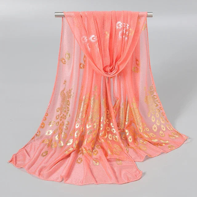 Women Glitter Thin Muffler Solid Colour  Elegant Chiffon Scarf Long Scarves Wrap Shawl