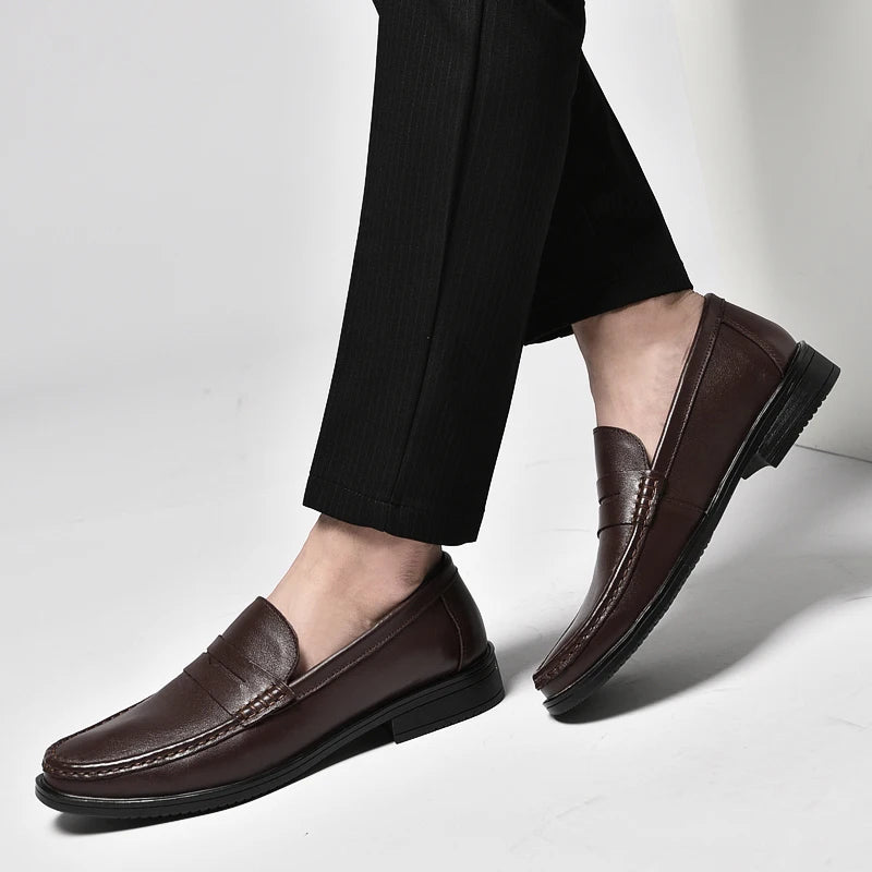 Italian Luxury Penny Men Shoes Male Business Loafers Moccasin Genuine Casual Flats Slip-On Walking Hollow Out Shoes
