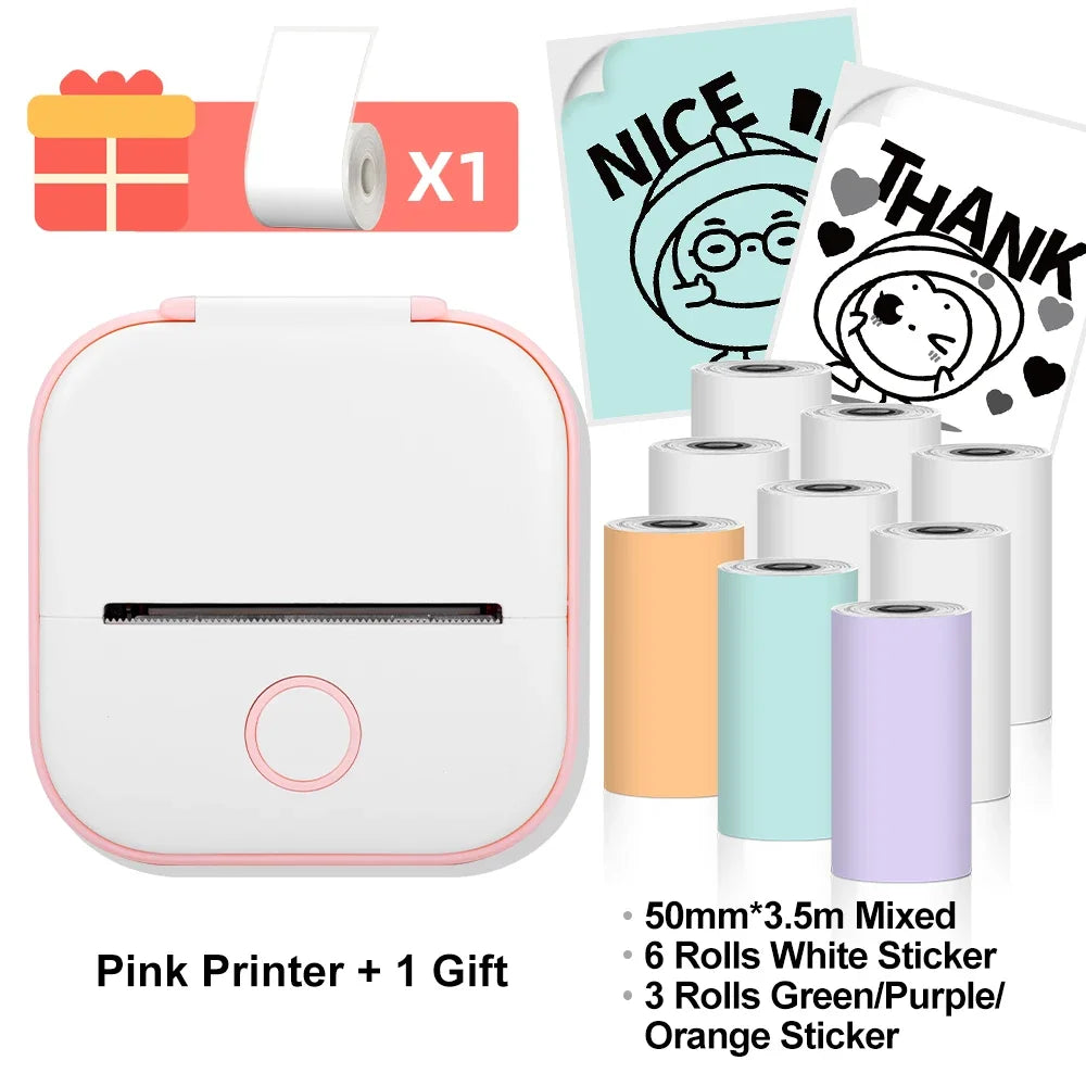 Phomemo T02 Wireless Mini Thermal Printer – Portable Bluetooth Pocket Printer, 203 DPI, Inkless Photo & Label Printing for iOS & Android – Ideal for Notes, Memos, Journals, Crafts