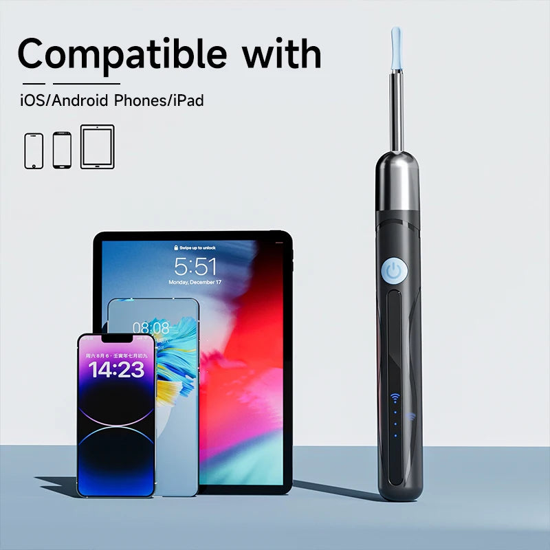 WiFi Visual Ear Cleaner with 1080P HD Camera – Ear Wax Removal Kit with 6 LED Lights, 4.2mm Ear Pick, Waterproof, Compatible with iPhone & Android, Includes Storage Case
