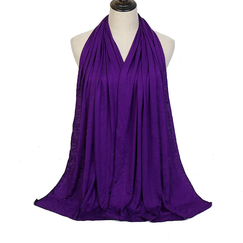 Cotton Jersey Hijab Scarf Long Shawl Plain Soft Turban Tie Head Wraps For Women Headband 170x60cm