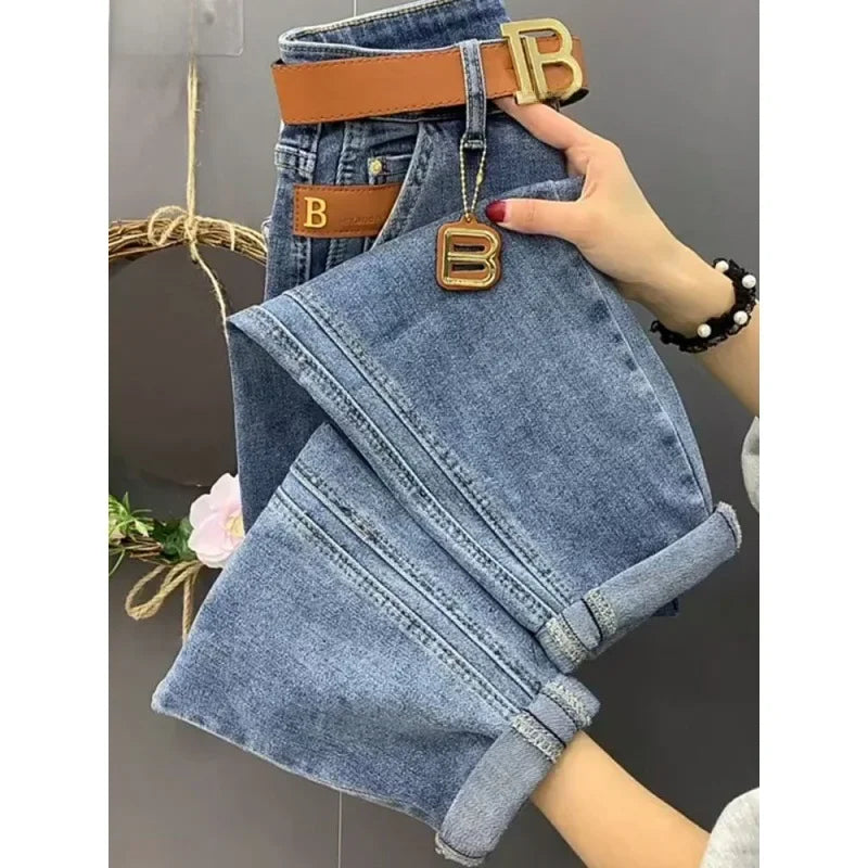 Women's Jeans Loose-fit Slimming Cropped Pants Wide Hips Thick Legs Fashionable