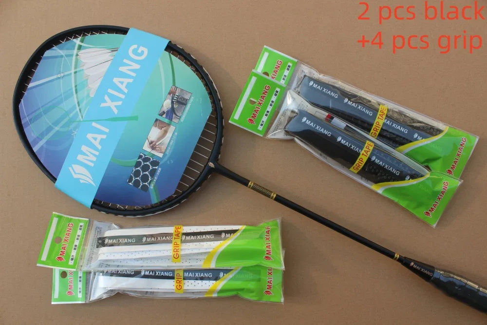 2PCS MAI XIANG Composite Carbon Badminton Rackets – Lightweight Racquets for Beginner & Training Use