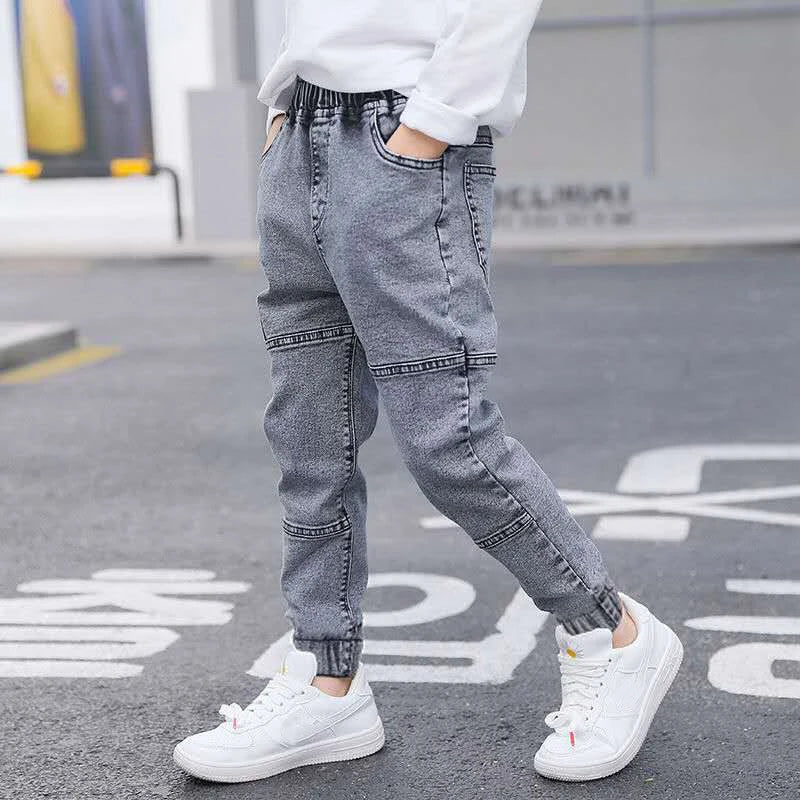 4-11 Years IENENS Kids pants Boys Jeans Baby Clothes Classic Pants Children Denim Clothing Infant Casual Bow boy Bottoms Trousers