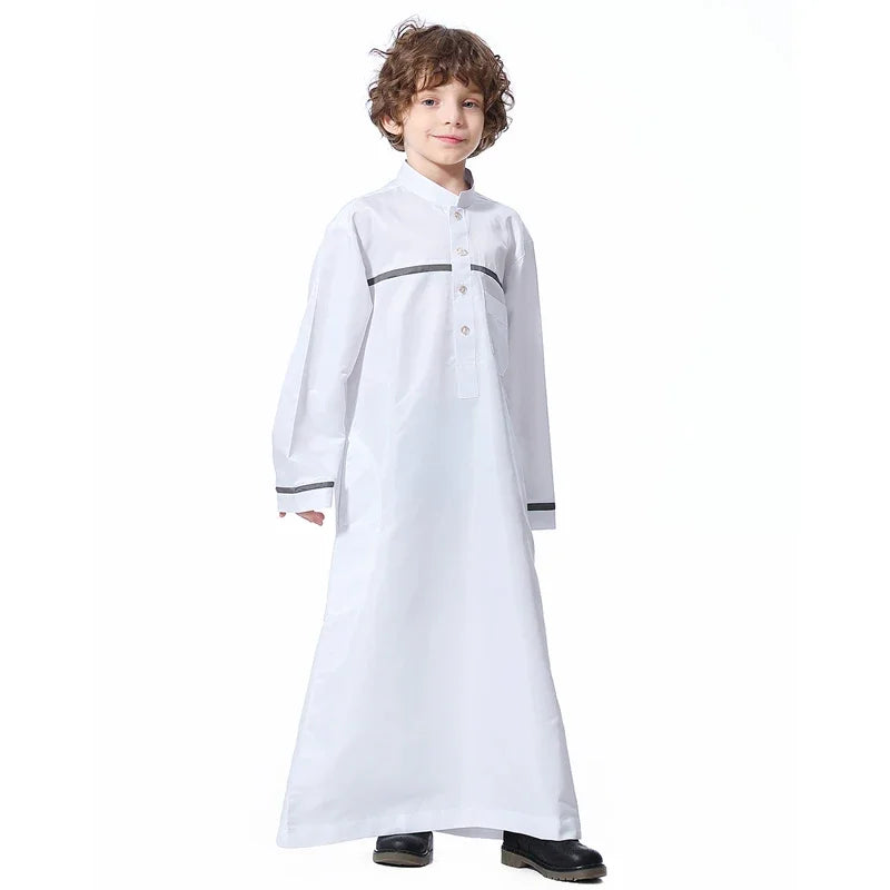 Arab Jubba Boys Robe Kids Abayas Kaftan Islamic Clothing Long Sleeve Thobe Middle East Teenage Clothing Muslim Ramadan Eid Dress