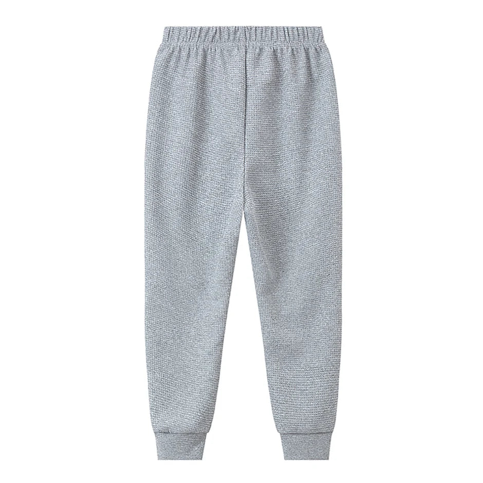 1/3-Piece Autumn & Winter Waffle Knit Sweatpants for Boys & Girls – Solid Color, Casual & Sporty
