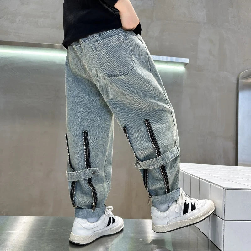Children's Retro Loose Straight Jeans – Wide Leg Denim Pants for Boys & Girls | Spring/Autumn