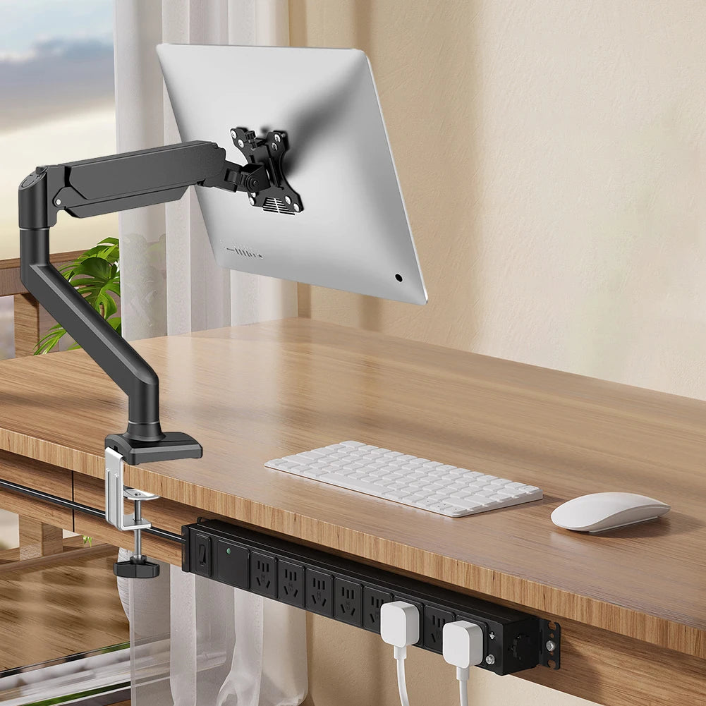 Adjustable Single Monitor Stand – Swivel Display Mount for 17”-32” Screens, Supports 4.9–19.8 lbs, Ergonomic Desk Bracket for Home & Office