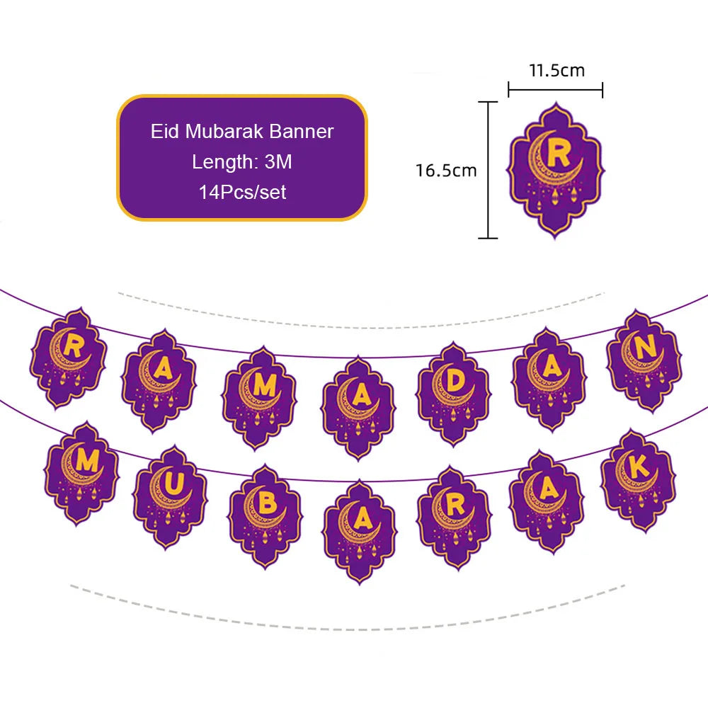 Ramadan Decoration 2025 Disposable Tableware Eid Mubarak Paper Plates Cups Ramadan Kareem Decor Islam Muslim Eid al-Fitr Party