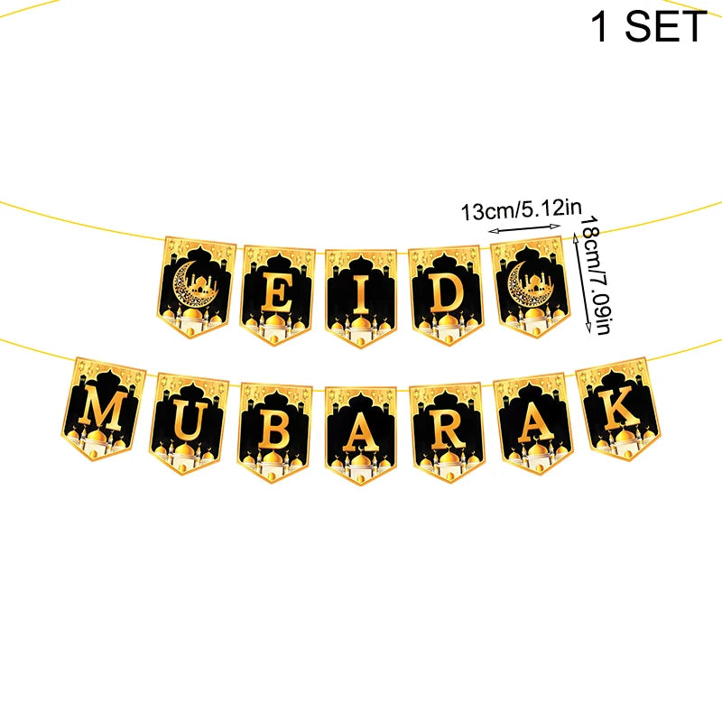 2025 Eid Mubarak Decor Banner Ramadan Mubarak Banner Ramadan Kareem Decoration for Home Islamic Muslim Party Eid Al Adha