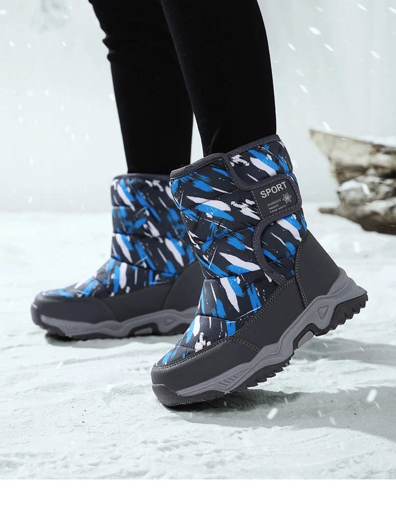 Kids Winter Snow Boots – Warm Plush-Lined Waterproof Ankle Boots for Boys & Girls | Non-Slip Outdoor Footwear for Cold Weather