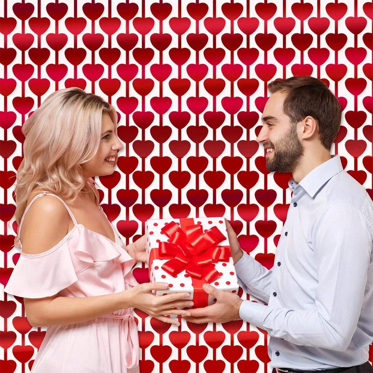 2-Pack Red Heart Tassel Curtain Decoration – Party Background Decor for Weddings, Engagements, Birthdays & Celebrations