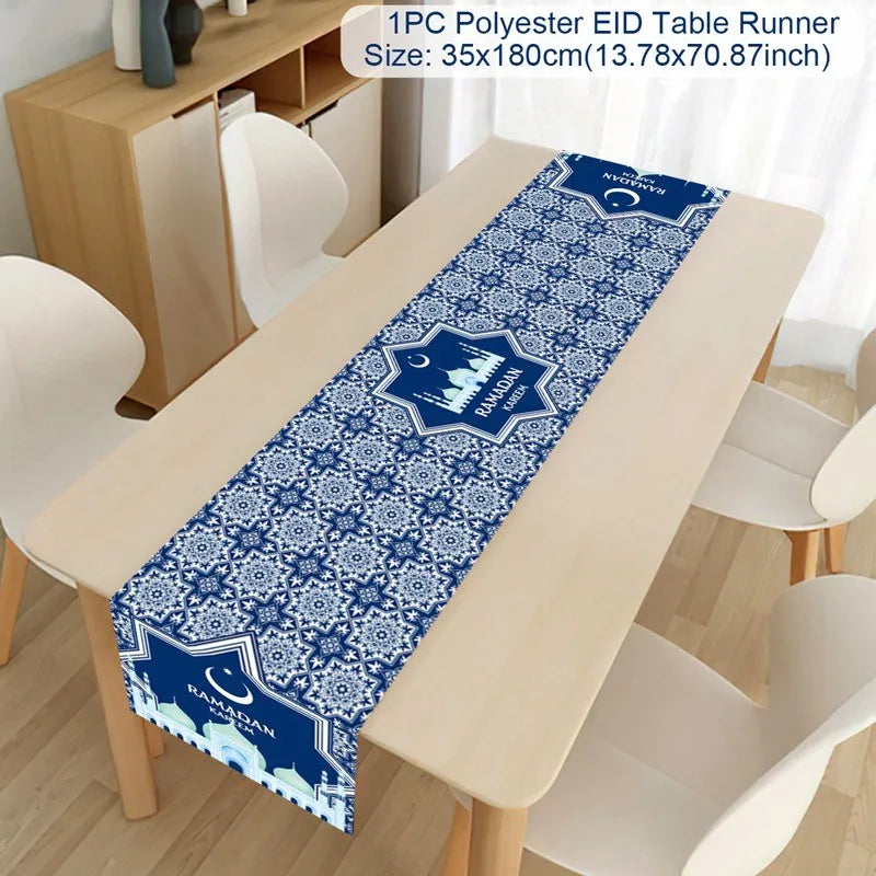 Ramadan Decoration Table Runner EID Mubarak Decor 2025 Home Tablecloth Ramadan Kareem Islamic Muslim Party Eid Al-Fitr Gifts