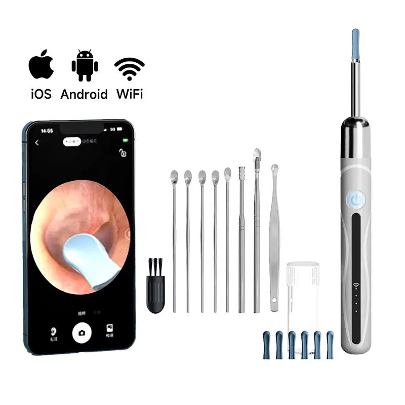 WiFi Visual Ear Cleaner with 1080P HD Camera – Ear Wax Removal Kit with 6 LED Lights, 4.2mm Ear Pick, Waterproof, Compatible with iPhone & Android, Includes Storage Case