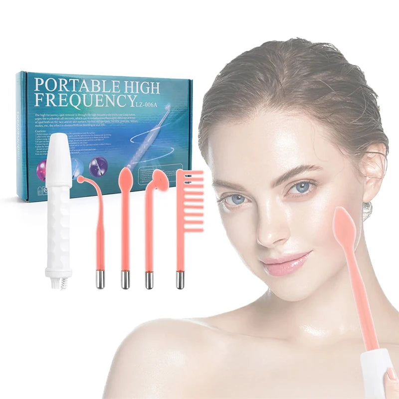 4-in-1 High-Frequency Facial Wand – Galvanic Therapy Tool for Acne, Anti-Aging, Hair Growth & Skin Care