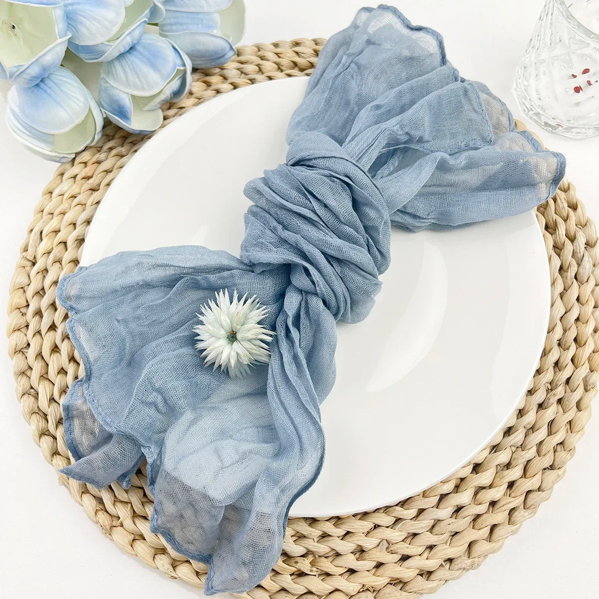 102Pcs Wholesale Cheesecloth Napkin Sage Green Gauze Napkins Party Christmas Wedding Decoration Baby Shower Dinner Retro Napkins