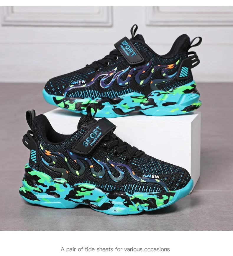 Kids Running Sneakers – Breathable Mesh Casual Shoes for Boys (Ages 7–12)