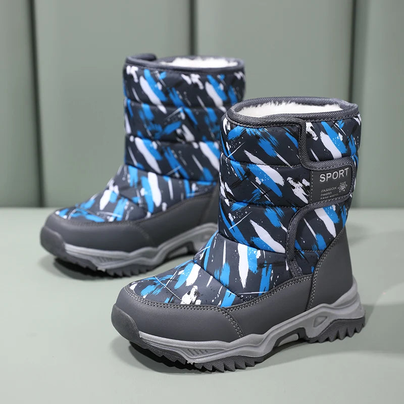 Kids Winter Snow Boots – Warm Plush-Lined Waterproof Ankle Boots for Boys & Girls | Non-Slip Outdoor Footwear for Cold Weather