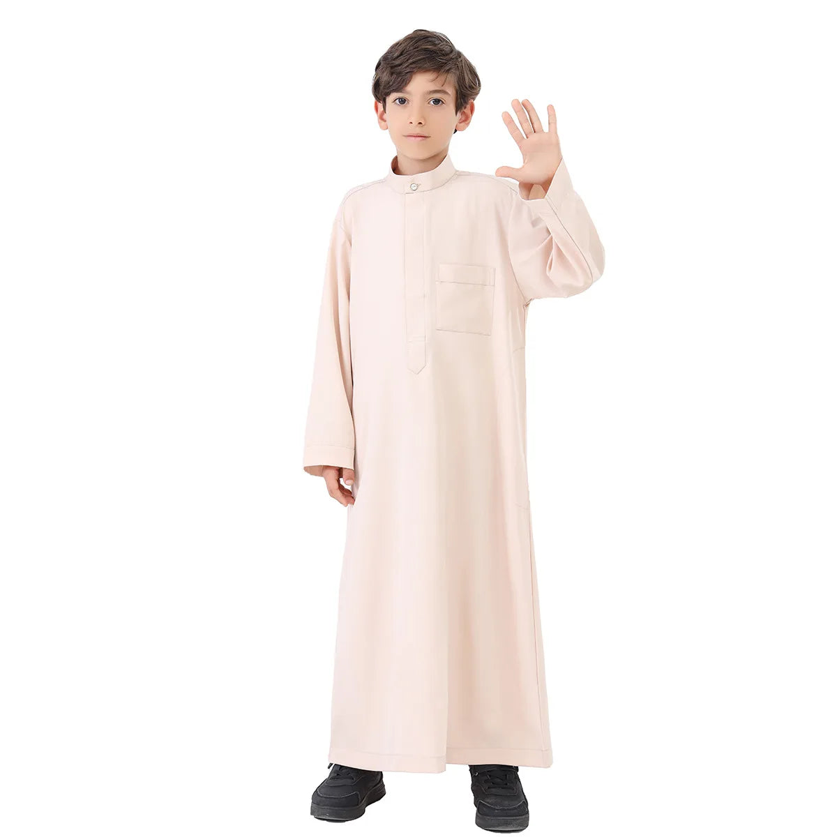 Kids Boys Dishdasha Long Sleeve Robe Muslim Thobe Saudi Dubai Islamic Abaya Middle East Arab Clothing Child Dress Kaftan Caftans