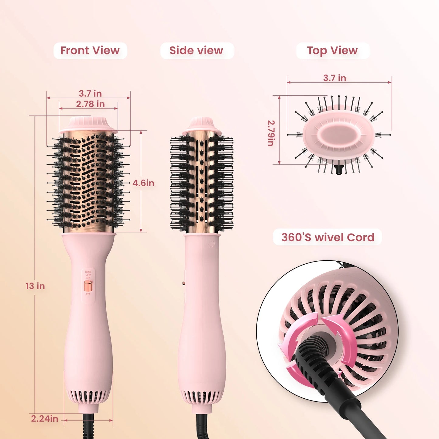 Professional 4-in-1 Blowout Hair Dryer Brush – Volumizing Hot Air Brush and Styler for Women