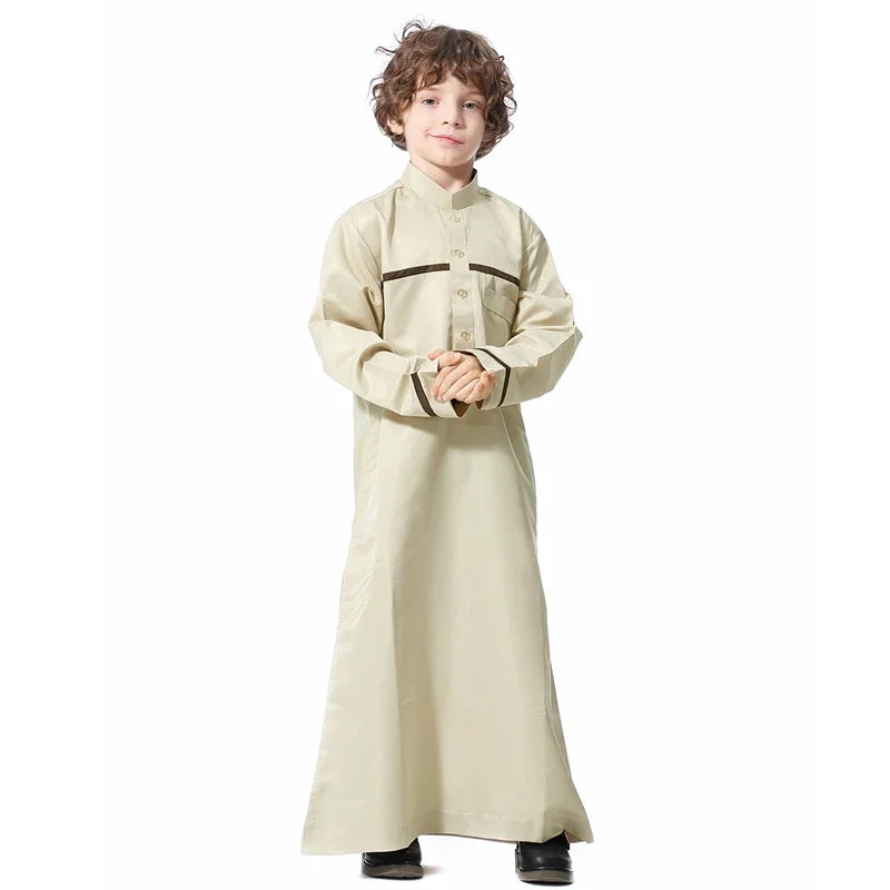 Arab Jubba Boys Robe Kids Abayas Kaftan Islamic Clothing Long Sleeve Thobe Middle East Teenage Clothing Muslim Ramadan Eid Dress