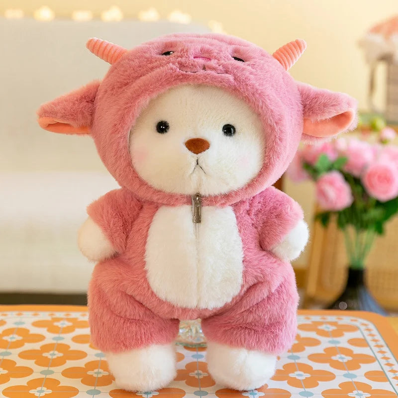 Anime Plush Toy 25/35cm – Jointed Bear, Bunny, Duck, Shark, and Pig Stuffed Animal