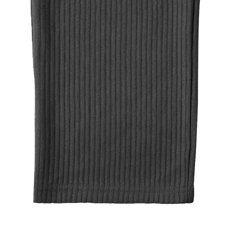 Men's Casual High-Waist Wide-Leg Pants – Loose Fit, Striped, Straight-Leg, Spring & Autumn Style