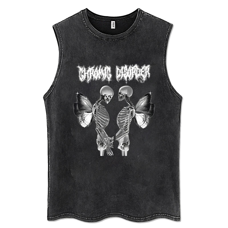 Y2K Tank Tops for Men and Women, 100% Cotton, Vintage Black Men's Clothing, Hip Hop Punk Rock Sleeveless T-shirts, Gothic Vests