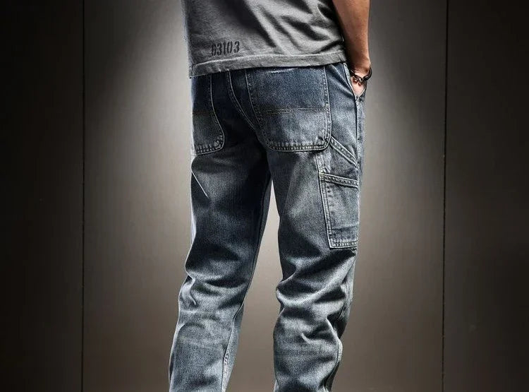 High Quality Male Cowboy Pants Retro Washed Straight Jeans For Men Plus Size Trousers Comfortable Xs Wide Leg Denim Kpop Cheap