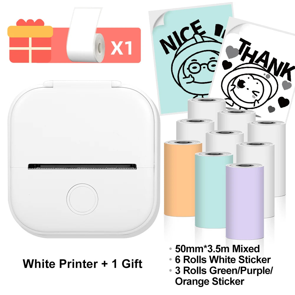Phomemo T02 Wireless Mini Thermal Printer – Portable Bluetooth Pocket Printer, 203 DPI, Inkless Photo & Label Printing for iOS & Android – Ideal for Notes, Memos, Journals, Crafts
