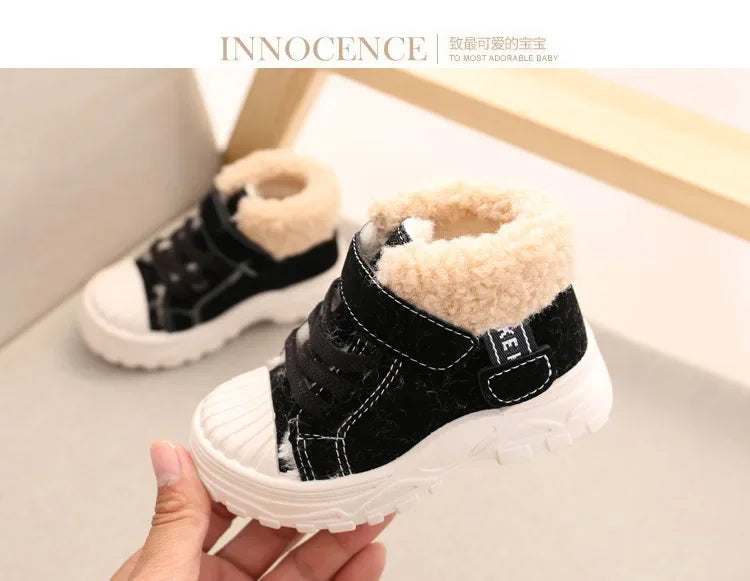 Children's Winter Warm Boots – Boys' & Girls' Waterproof Cotton Shoes with Thick Velvet Lining