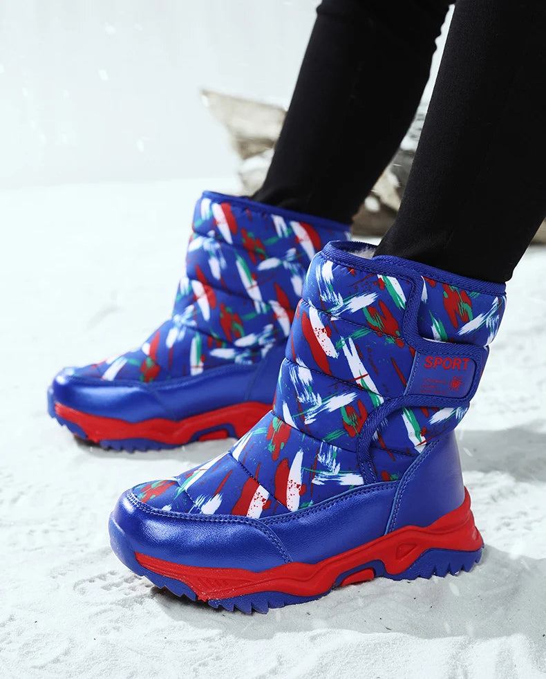 Kids Winter Snow Boots – Warm Plush-Lined Waterproof Ankle Boots for Boys & Girls | Non-Slip Outdoor Footwear for Cold Weather