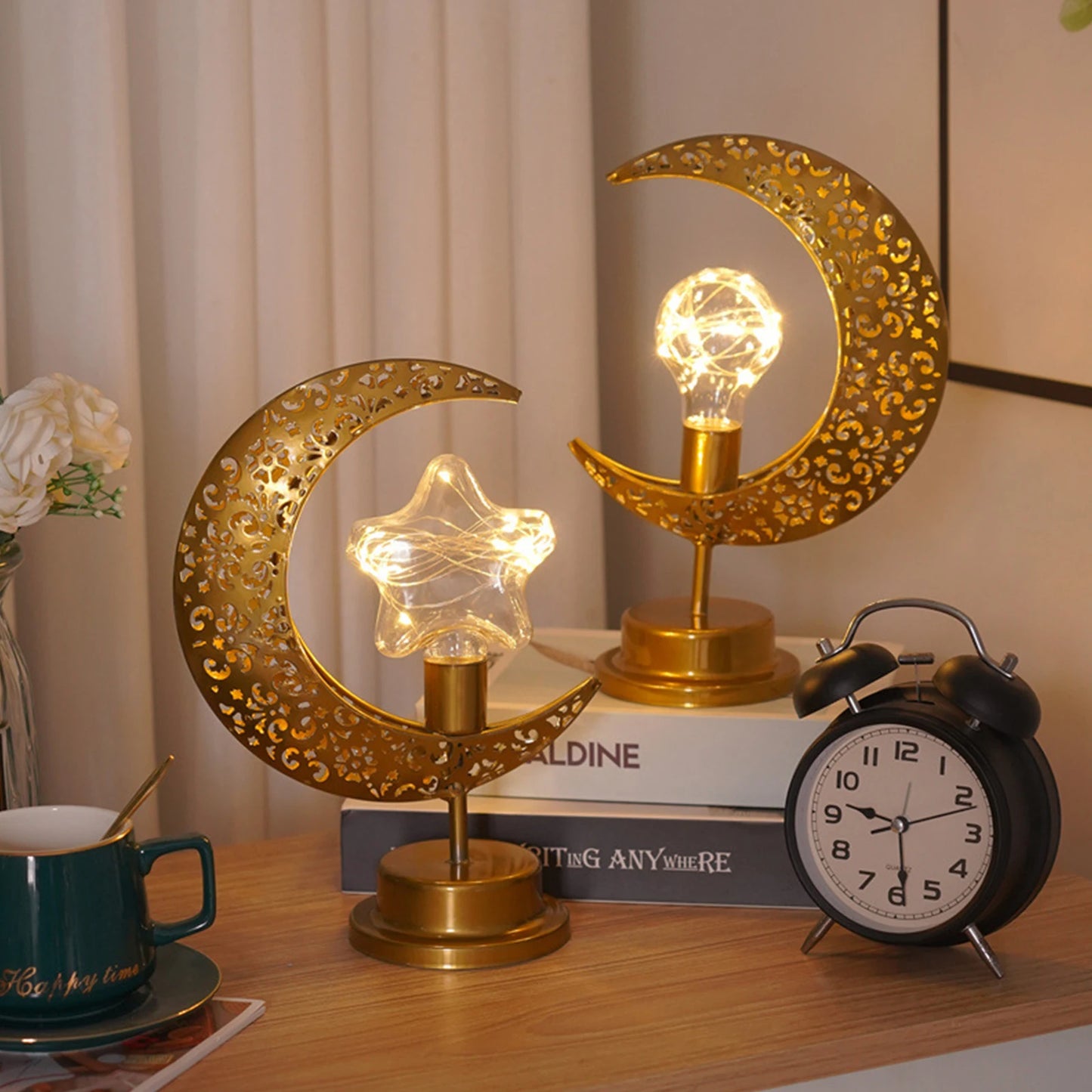 Ramadan Desk Lamp Led Moon Lamp Decoration for Home Metal Ramadan Kareem Light Decoration Eid Mubarak Muslim Eid Al Adha Gifts