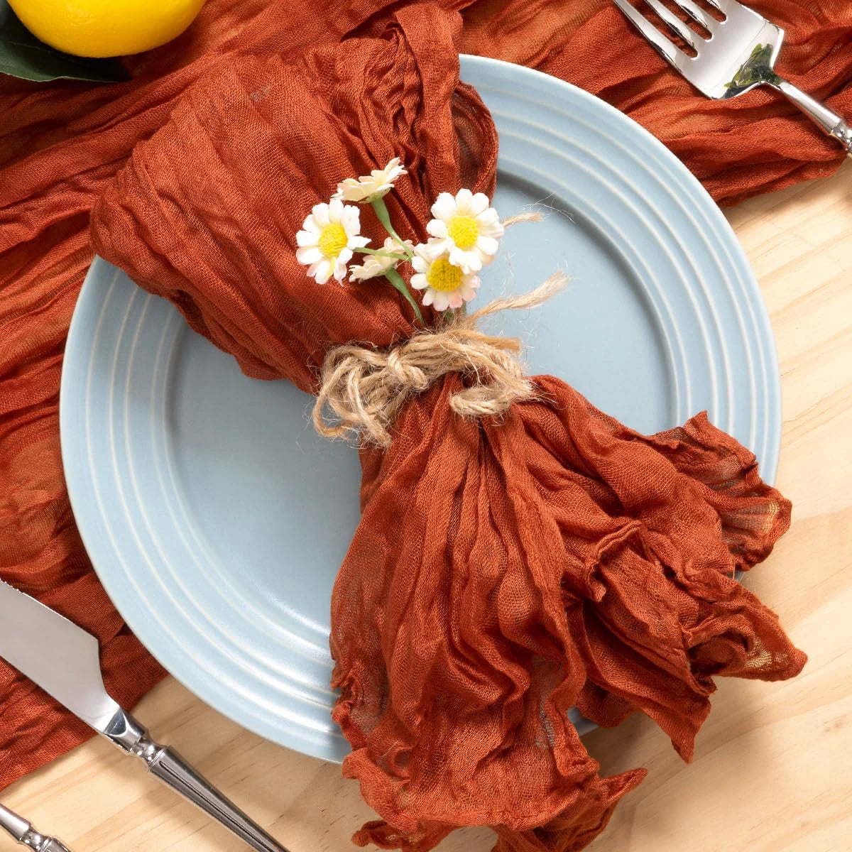 102Pcs Wholesale Cheesecloth Napkin Sage Green Gauze Napkins Party Christmas Wedding Decoration Baby Shower Dinner Retro Napkins