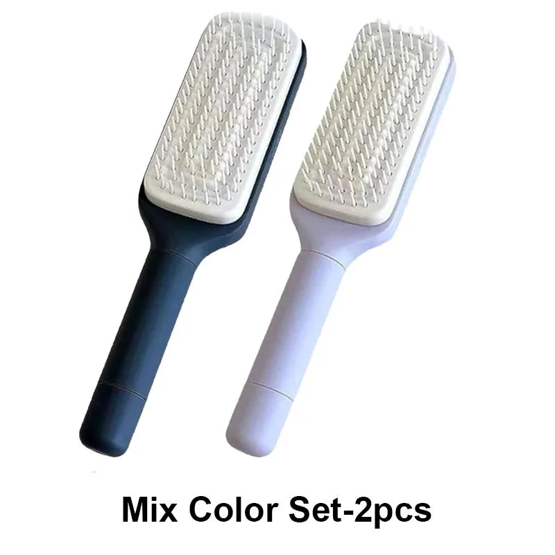 Exclusive Self-Cleaning Hairbrush with Retractable Bristles – Anti-Static Scalp Massager & Easy Hair Removal Comb