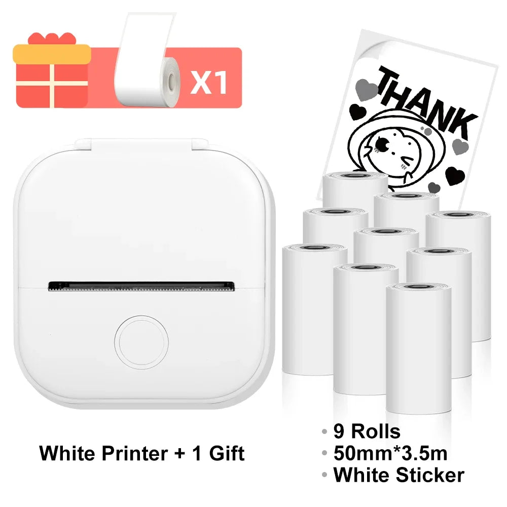 Phomemo T02 Wireless Mini Thermal Printer – Portable Bluetooth Pocket Printer, 203 DPI, Inkless Photo & Label Printing for iOS & Android – Ideal for Notes, Memos, Journals, Crafts