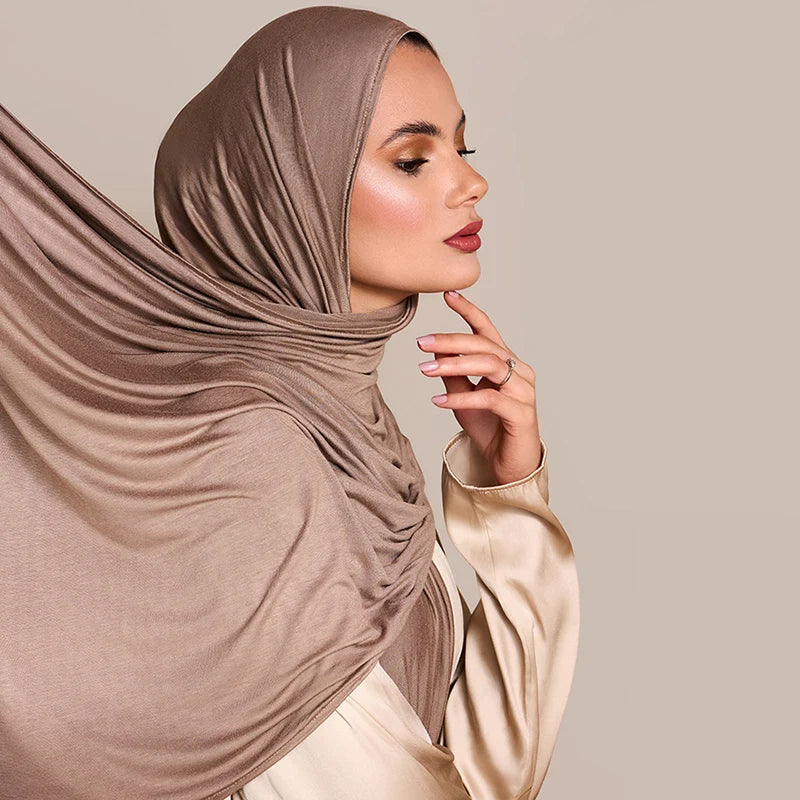 Cotton Jersey Hijab Scarf Long Shawl Plain Soft Turban Tie Head Wraps For Women Headband 170x60cm