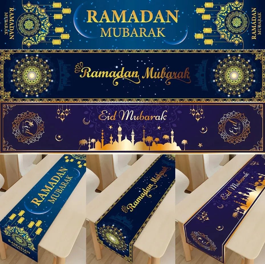 Ramadan Decoration Table Runner EID Mubarak Decor 2025 Home Tablecloth Ramadan Kareem Islamic Muslim Party Eid Al-Fitr Gifts