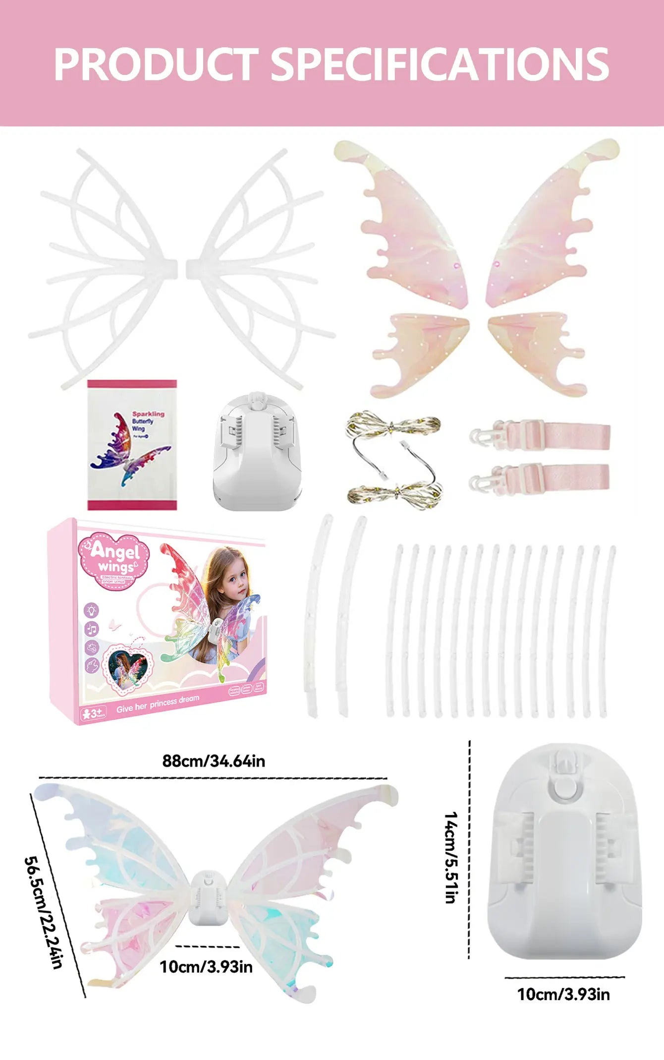 Light-Up Butterfly Fairy Wings with Music – LED Angel Costume Wings Toy Gift