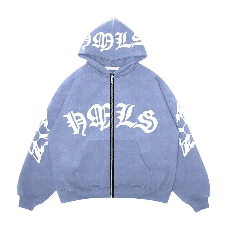Gothic Style Women’s Zip Hoodie, Snowflake Graphic Fleece-Lined Sweatshirt with Long Sleeves